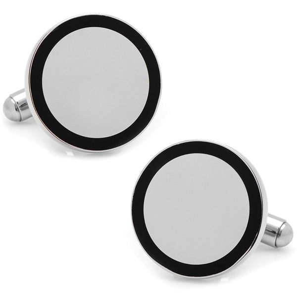 Stainless Steel Round Engravable Framed Cufflinks - Image 1