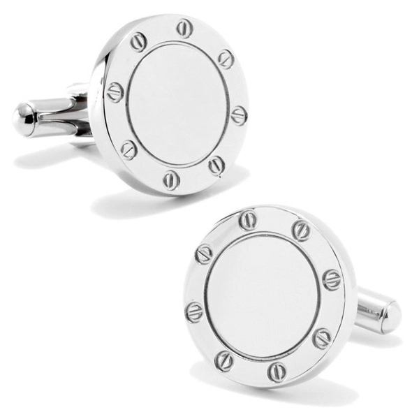 Stainless Steel Engravable Bolted Cufflinks - Image 1