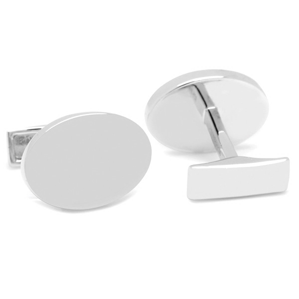 Sterling Silver Infinity Edge Oval Engravable Cufflinks - Image 2