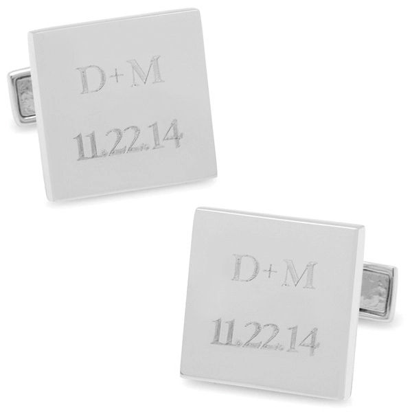 Sterling Silver Infinity Edge Square Engravable Cufflinks - Image 2