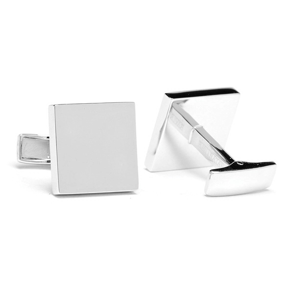 Sterling Silver Infinity Edge Square Engravable Cufflinks - Image 3