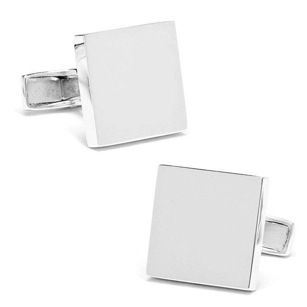Sterling Silver Infinity Edge Square Engravable Cufflinks - Image 1