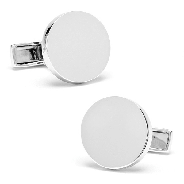 Sterling Silver Infinity Edge Round Cufflinks - Image 1