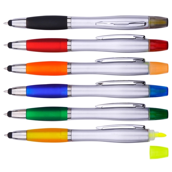 3-In-1 Stylus, Ballpoint Pen and Yellow Highlighter - Image 2