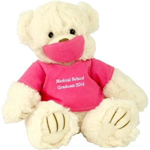 9" Pink Scrub Bear with one color imprint