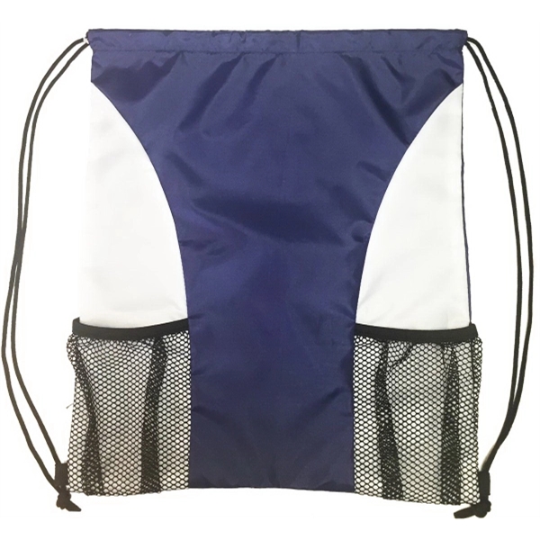 Dual Color Drawstring Bag w/ Two Water Bottle Holder - Image 2
