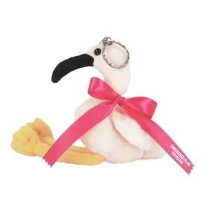 5" Flamingo Key Chain with Ribbon & 1 Color Imprint