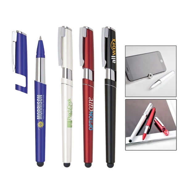Cap-off plastic stylus pen in metallic colors - Image 1