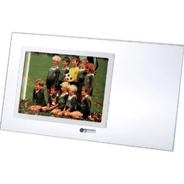 Clear glass horizontal stainless photo frame