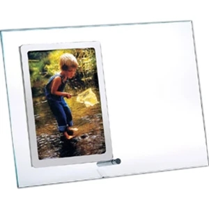 Starfire clear glass vertical stainless photo frame