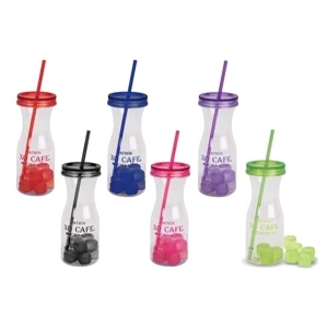 30 OZ. CARAFE STYLE WATER BOTTLE WITH MATCHING ICE STRAW AND
