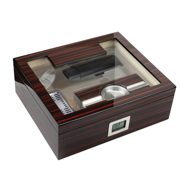 The Kensington Glasstop Cigar Humidor Gift Set - Image 2