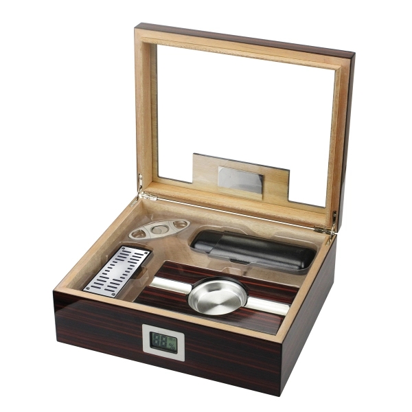 The Kensington Glasstop Cigar Humidor Gift Set - Image 3