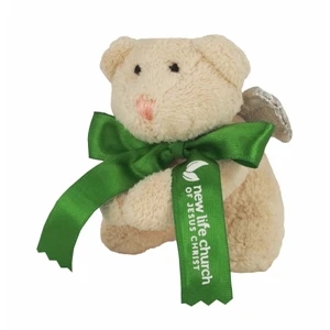 3" Angel Bear with Wings With Ribbon and One Color Imprint