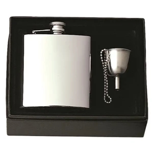 Captive-Top Pocket Flask Gift Set with Funnel & Chain
