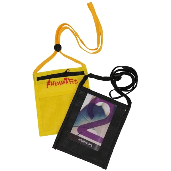 Neck wallet Event Pouch w/ front zipper and 3/8" Lanyard