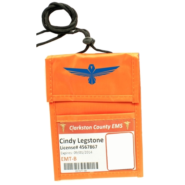 Orange Neck wallet w/ flap top, adjustable rope & pen holder