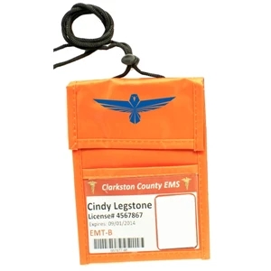Orange Neck wallet w/ flap top, adjustable rope & pen holder