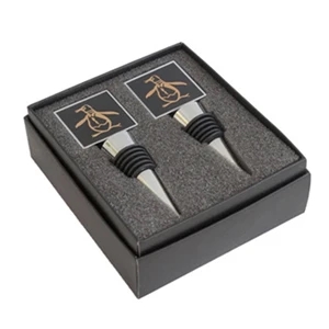 Square-Top Metal Wine Stoppers(2) Gift Box Set