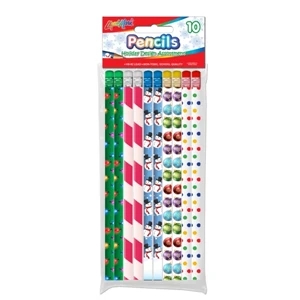 Holiday Theme # 2 Fashion Pencils with Eraser - 10 Pack