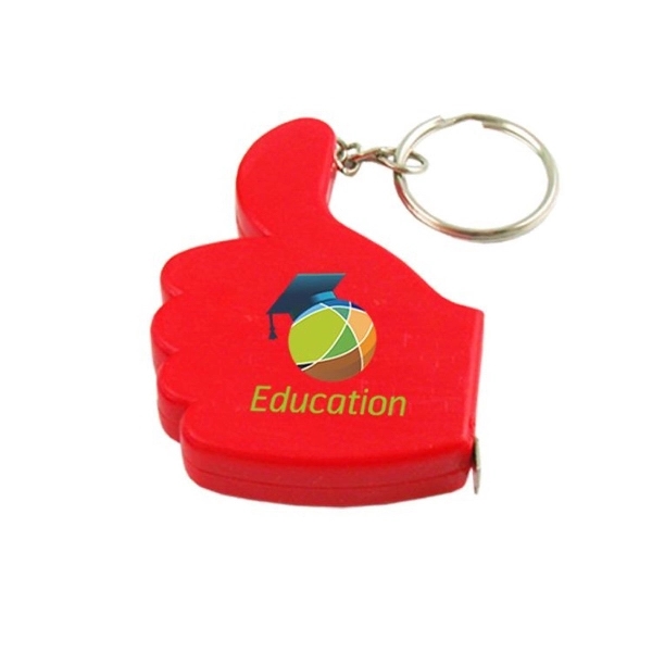3' Thumbs Up Tape Measure W/Key Chain - Image 1