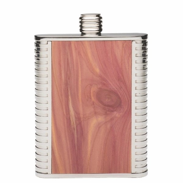 Redwood Inlay Pocket Flask, 6 oz.