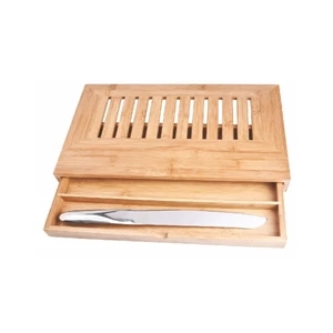 Deluxe Bread Cutting Board with Drawer and Bread Knife