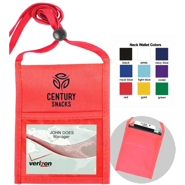 Polyester Economy Event Neck wallet w/ 3/8" Lanyard - Image 14