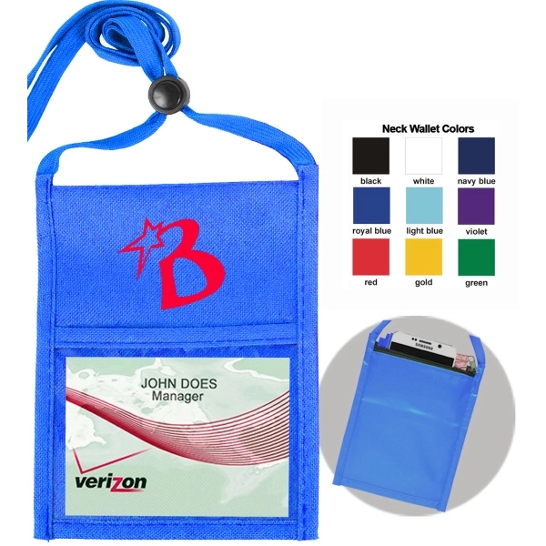 Polyester Economy Event Neck wallet w/ 3/8" Lanyard - Image 16