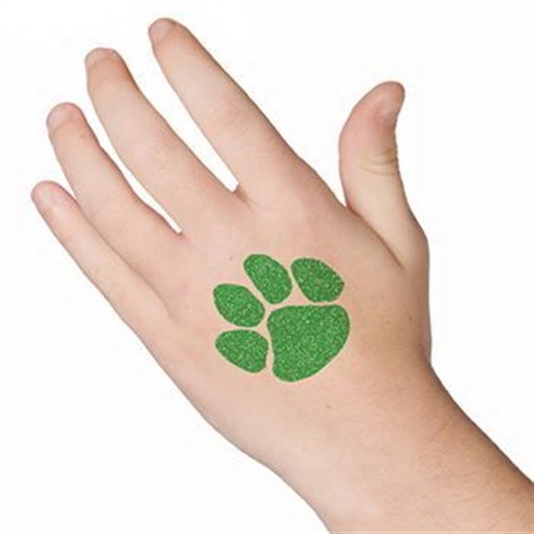Glitter Green Paw Print Temporary Tattoo - Image 1