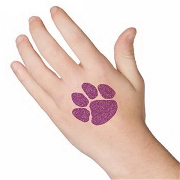 Glitter Purple Paw Print Temporary Tattoo - Image 2