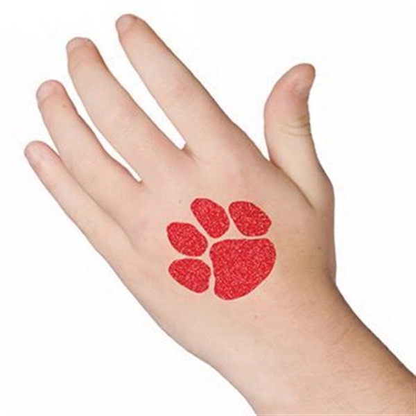 Glitter Red Paw Print Temporary Tattoo - Image 1