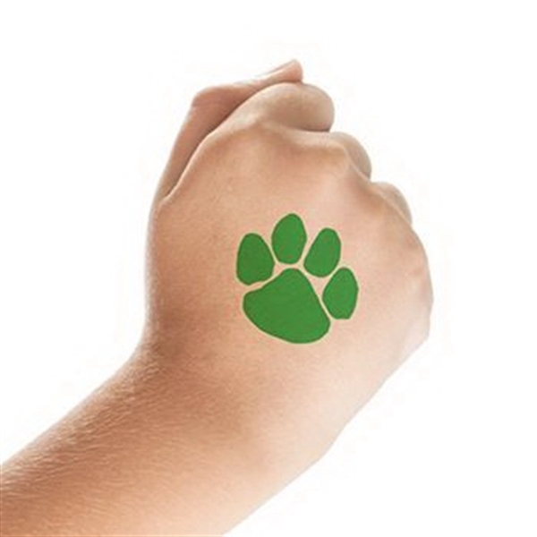 Green Paw Print Temporary Tattoo - Image 1