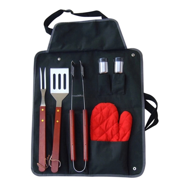 7-Piece Outdoor BBQ Apron and Utensil Set