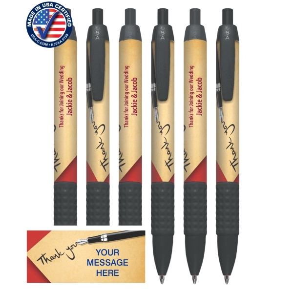 Union Printed, Certified USA Made "Thank You" Click Grip Pen
