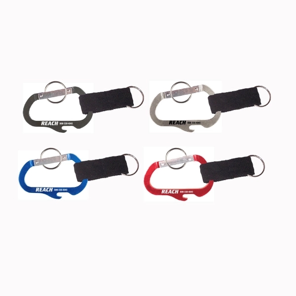 Carabiner with Bottle Opener and Strap