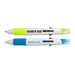 Click 'n Go™ Four color pen and fluorescent highlighter