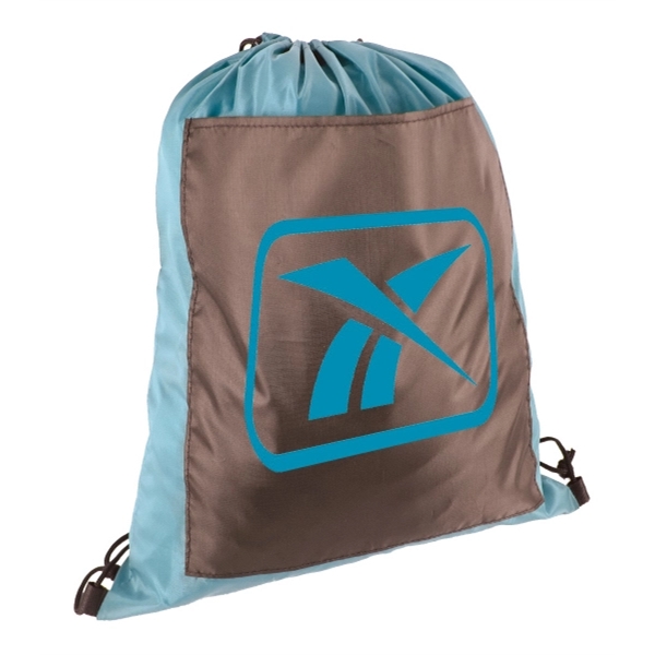 Drawstring Backpack zipper less Front Pocket Cinch Bag - Image 1