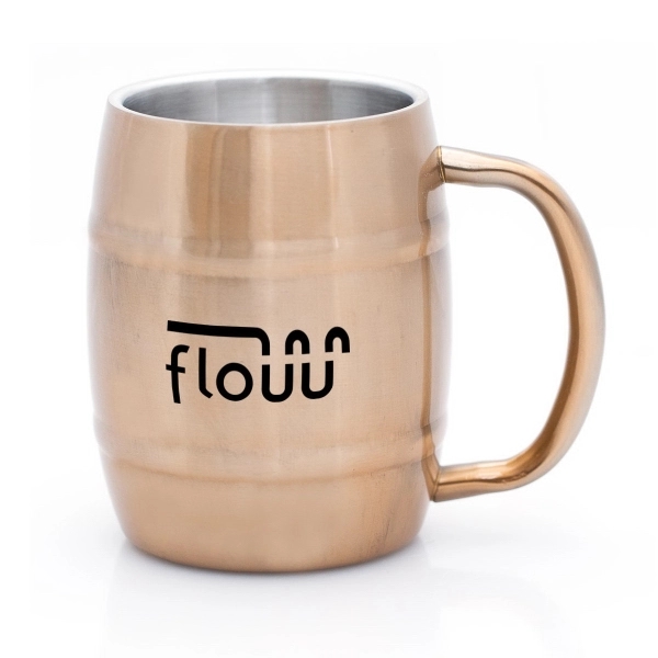 PAVEL 14 OZ. COPPER AND STAINLESS STEEL BARREL MUG
