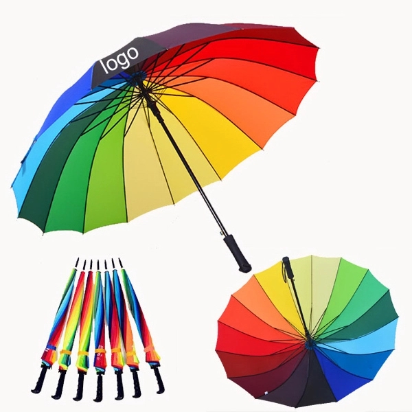 47" Colorful Rainbow Umbrella - Image 2