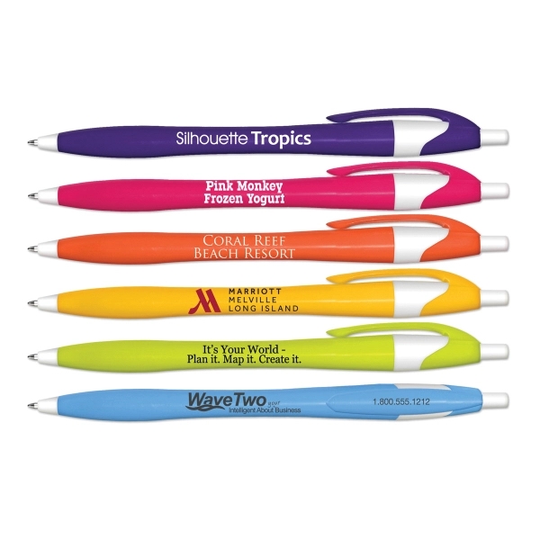 Retractable Ball Point Pen with Colored Barrel - Image 1