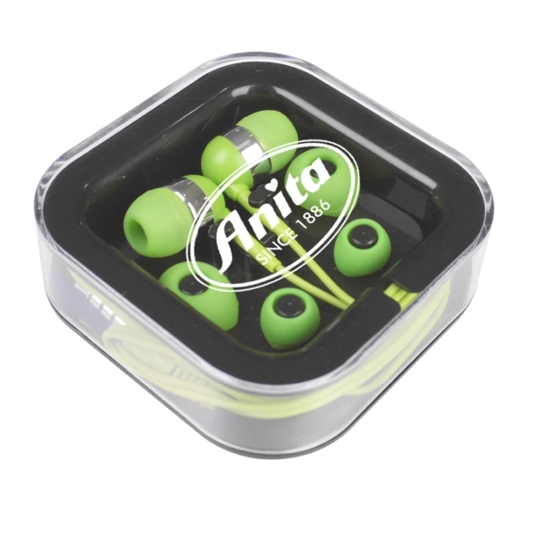 EARPHONES WITH MICROPHONE IN CLEAR SQUARE CASE - Image 3