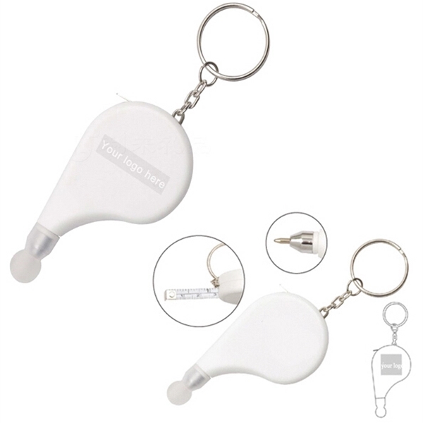 Keychain with Tape Measure and Ball Pen