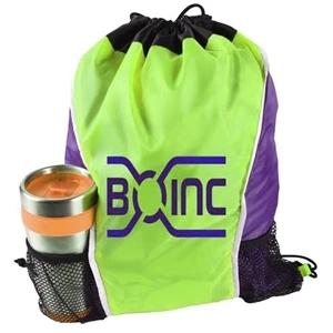 Dual Color Drawstring Bag w/ Two Water Bottle Holder