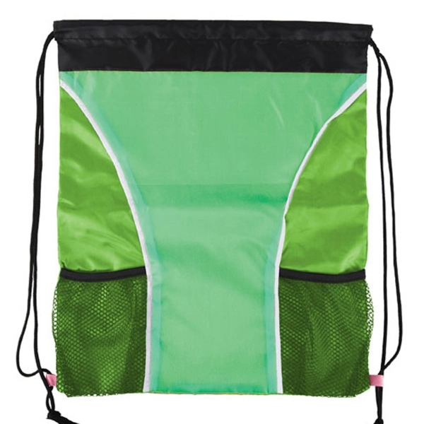 Dual Color Drawstring Bag w/ Two Water Bottle Holder - Image 8