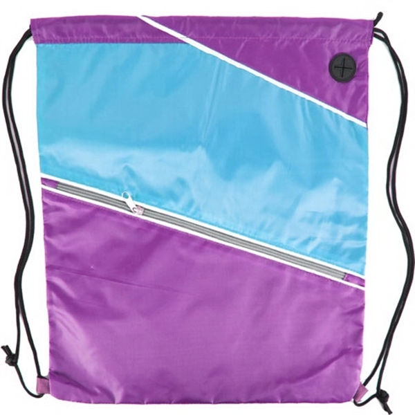 Tri color Front Zipper Drawstring Backpack w/ Headphone Jack - Image 2