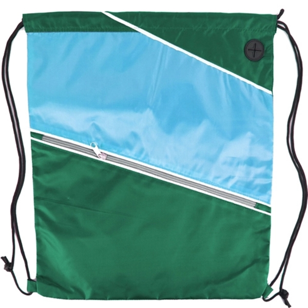 Tri color Front Zipper Drawstring Backpack w/ Headphone Jack - Image 6