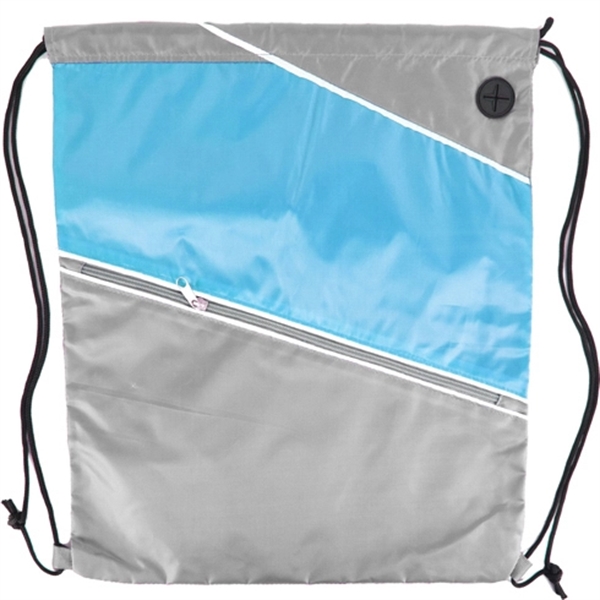 Tri color Front Zipper Drawstring Backpack w/ Headphone Jack - Image 8