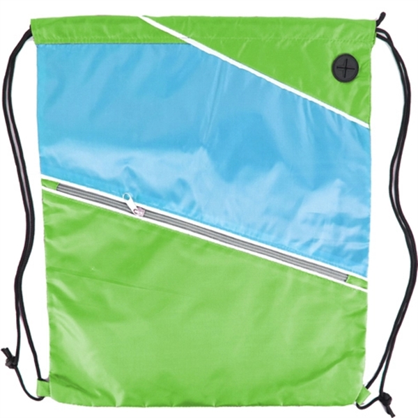 Tri color Front Zipper Drawstring Backpack w/ Headphone Jack - Image 10