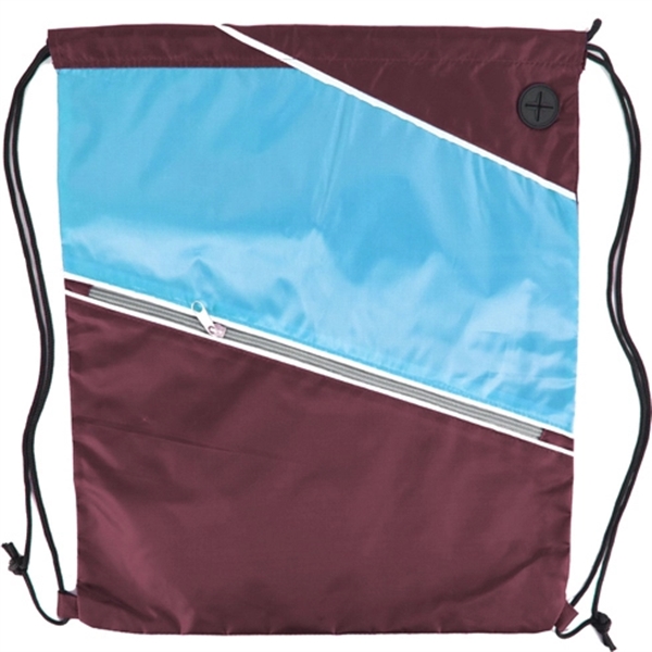 Tri color Front Zipper Drawstring Backpack w/ Headphone Jack - Image 11
